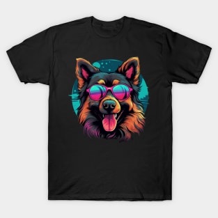 Retro Wave Shepherd Dog T-Shirt